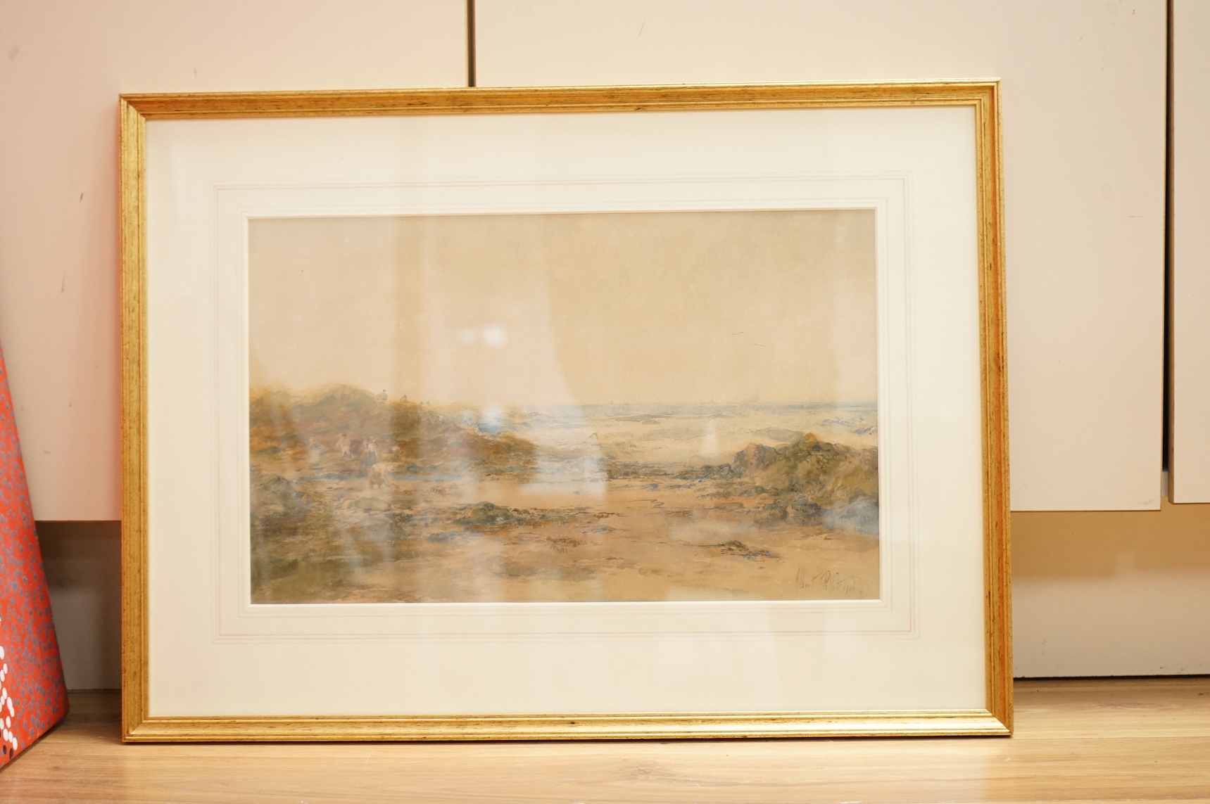 Albert Pollitt (1856-1926), 'Kelp Gatherers', signed and dated 1906, watercolour, 27 x 44cm